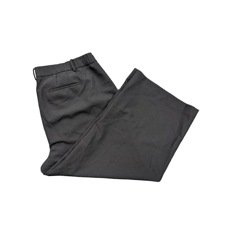 Talbots Flat Front Elastic Waist Wide Leg Black Pants Women's XL